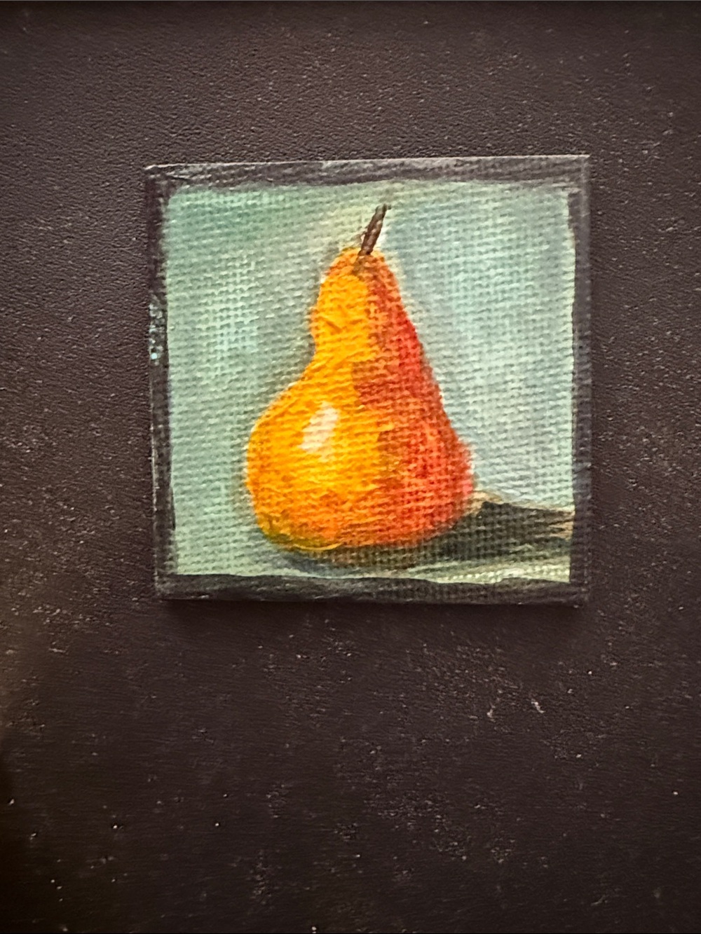 Golden Pear or pomegranate or cat mini painting/ magnet $14 each or $30 for all